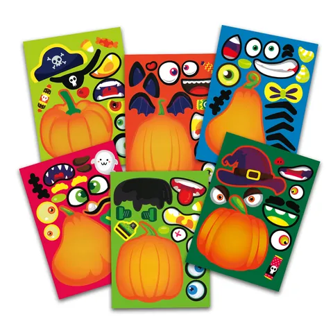 Pegatinas de Decoración de Calabaza DIY de Halloween para Niños Fiesta Dibujos Animados Expresión Divertida Juego de Pegatinas