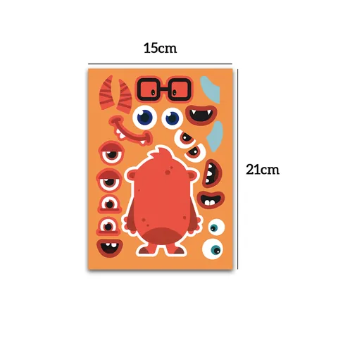 Halloween Monster DIY Stickers For Kids Creative Character Face Puzzle Sticker Sheet For Party Decoration Fun Handcraft