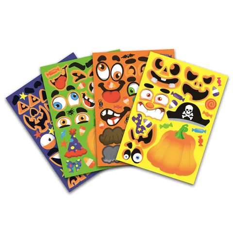 Halloween DIY Pumpkin Stickers For Kids Party Game Decorative Face Expression Sticker Sheets Festive DIY Craft Decoration