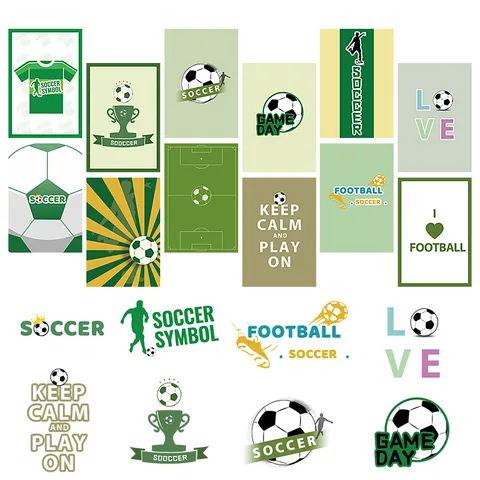 Ensemble de Cartes de Décoration Murale Thème Football Avec Autocollants Style Sportif Affiche en Carton Blanc pour Chambre Salon