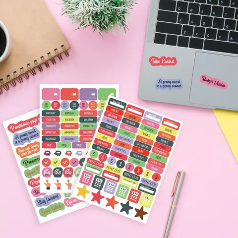 Autocollants pour Agenda Multicolores Papier Autocollant Étiquettes Budgétaires Fonctionnelles pour Journalisation Scrapbooking Autocollants Décoratifs Fournitures de Bureau