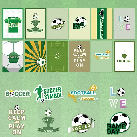 Ensemble de Cartes de Décoration Murale Thème Football Avec Autocollants Style Sportif Affiche en Carton Blanc pour Chambre Salon