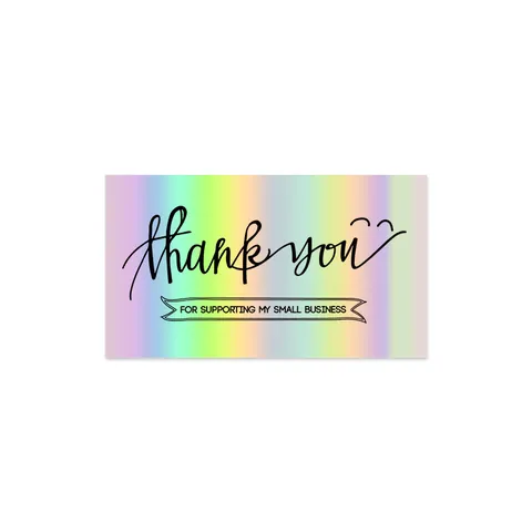 Holographic Rainbow Thank You Cards Laser Beyond Grateful Business Packaging Gift Decoration Cardstock For Small Business Customer Gratitude