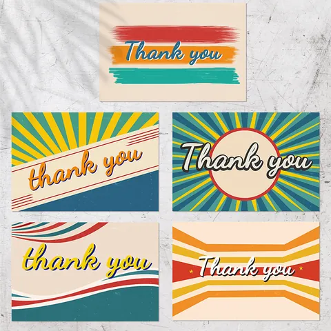 Vintage Pop Art Thank You Cards And Stickers For Gift Packaging Wedding Party Small Business Appreciation Note Cards