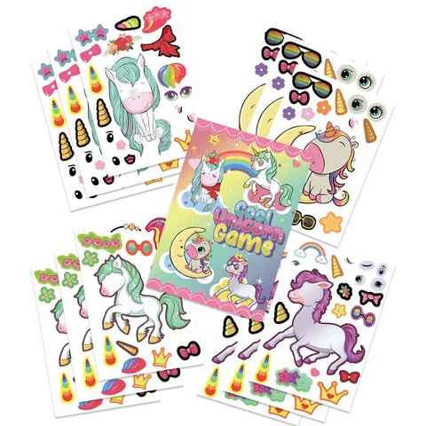 Pegatinas De Vestir De Unicornio DIY Para Niños Juego De Pegatinas De Cambio De Cara De Animal Para Fiesta De Cumpleaños Manualidades