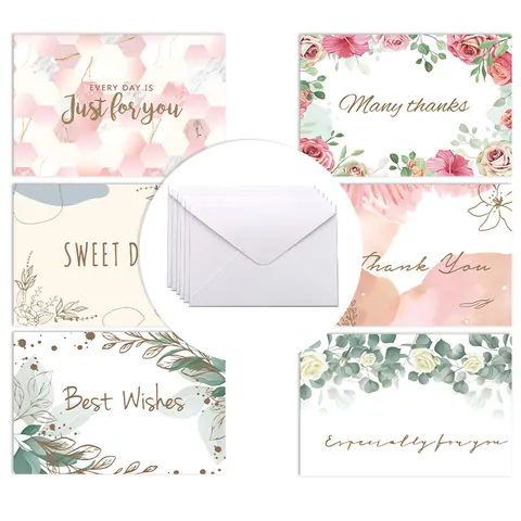 Cartes de Voeux Florales Botaniques Minimalistes Et Enveloppes Blanches Cartes Thank You Best Wishes Pour Anniversaire