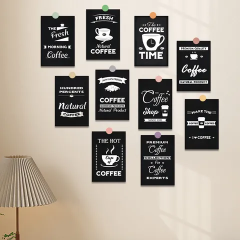 Minimalist Coffee Theme Wall Decoration Cards Retro Black White Style Postcards Nordic Home Decor Photography Props