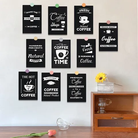 Minimalist Coffee Theme Wall Decoration Cards Retro Black White Style Postcards Nordic Home Decor Photography Props
