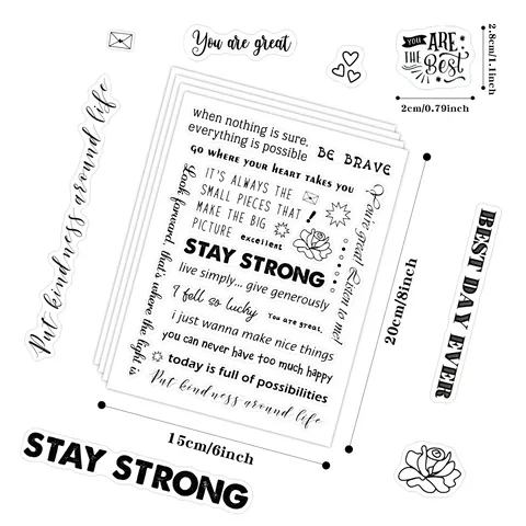 Inspirational Quotes Stickers Transparent PVC Waterproof English Motivational Text Decals For Scrapbooking DIY Decor