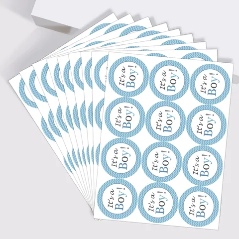 Gender Reveal Stickers Round It's A Boy Girl Baby Shower Party Gift Box Sealing Labels Wave Pattern Adhesive Decals