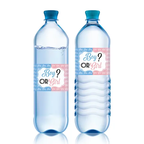 Gender Reveal Water Bottle Labels Boy Or Girl Pink Blue Mustache Bow Stickers For Baby Shower Party Decorations