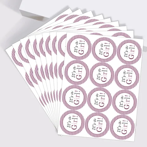 Gender Reveal Stickers Round It's A Boy Girl Baby Shower Party Gift Box Sealing Labels Wave Pattern Adhesive Decals