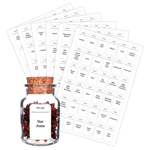 Etichette per Barattoli di Spezie Impermeabili e Resistenti all'Olio Adesivi Minimalisti Prestampati per l'Organizzazione della Dispensa della Cucina