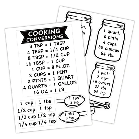 Kitchen Measurement Conversion Chart PVC Vinyl Waterproof Reference Decals For Cooking Baking Minimalist Home Wall Stickers