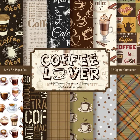 Vintage Coffee Theme Decorative Scrapbook Paper Pad 160gsm Cardstock Acid Lignin Free For DIY Photo Album Card Making Crafting