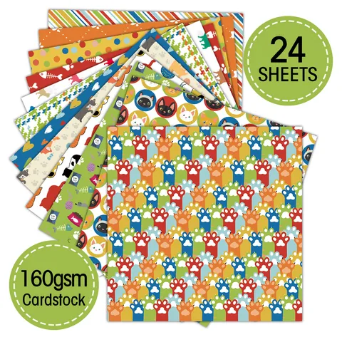 Katzenmuster Hintergrundpapier Quadratisch Dekoratives Scrapbooking-Material Papier Für DIY Fotoalbum Kartenherstellung Kunsthandwerk