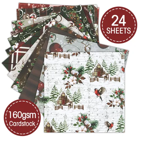Weihnachten Scrapbook Musterpapier Säurefreier Karton Für DIY Album Kartenherstellung Feiertags Party Deko Zubehör Vintage Wintermuster Schneeflocken Rentier Design