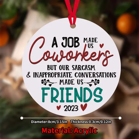 Ronde Acryl Kerstboom Hangende Ornament 2023 Eerste Kerst Getrouwd Verloofd Pensioen Herdenkingshanger Met Rood Lint
