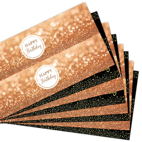 Happy Birthday Water Bottle Stickers Rose Gold Black Gold Glitter Labels For Party Table Decor Wraps Self-adhesive Paper Supplies