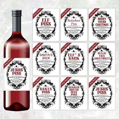 Grappige Kerst Wijnflesetiketten Waterdicht PVC Humoristische Kerstman Elfen Stickers Voor Feestelijke Tafeldecoratie