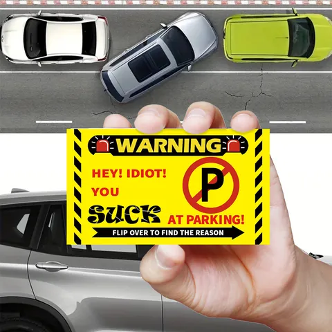 Humorous Bad Parking Warning Cards For Idiots Double Sided Yellow Parking Tickets Prank Gift Notice Cards For Windshield