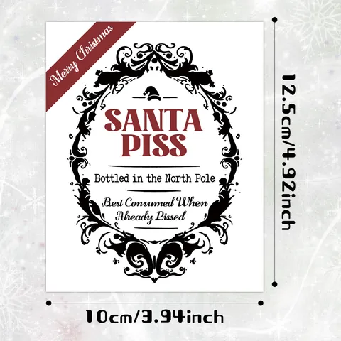 Grappige Kerst Wijnflesetiketten Waterdicht PVC Humoristische Kerstman Elfen Stickers Voor Feestelijke Tafeldecoratie