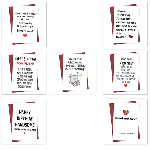 Carte de Vœux Humoristique Drôle Avec Enveloppe Carte d'Anniversaire en Carton Blanc Plié pour Mari Bestie Anniversaire Carte Cadeau Farce