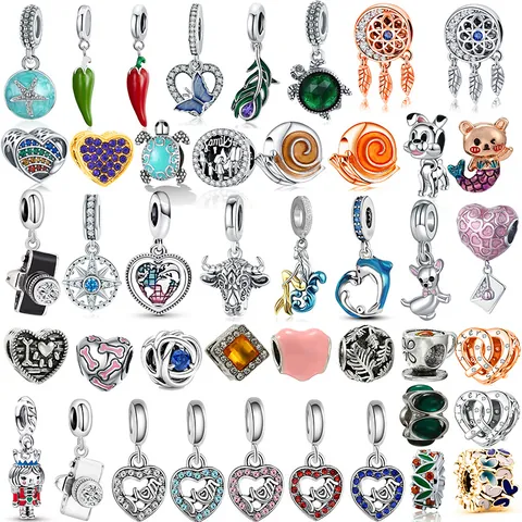 Enamel Flower And Butterfly Alloy Charms Colorful Heart Beads For DIY Bracelet Jewelry Making Accessories