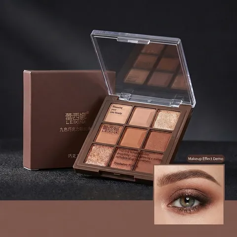Eyeshadow Palette Chocolate Brown Earth Tone Matte Shimmer Glitter Warm Sunset Eye Makeup Cosmetic Women Long Lasting