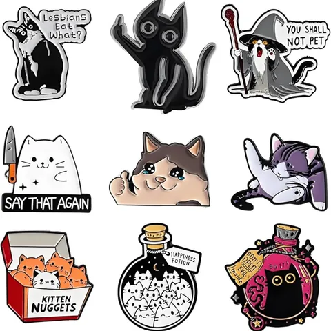 Middle Finger Cartoon Animal Enamel Pins Alloy Brooches Lapel Badge For Clothing Backpack Mushroom Fox Cat Rabbit Punk Style