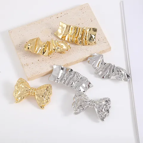 Pinza para el Pelo de Metal Martillado Geométrico Irregular para Mujer Chapado en Oro Plata Mariposa Concha Estrella de Mar Horquilla