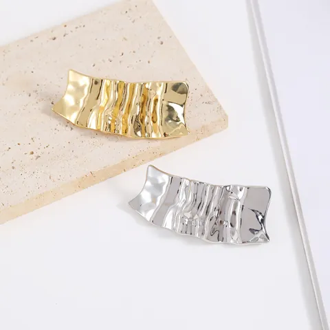 Pinza para el Pelo de Metal Martillado Geométrico Irregular para Mujer Chapado en Oro Plata Mariposa Concha Estrella de Mar Horquilla