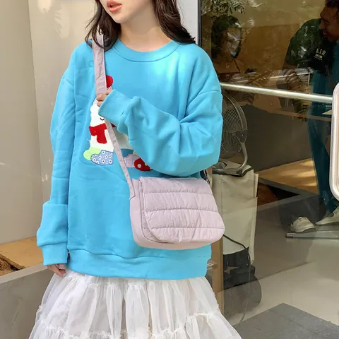 Padded Nylon Quilted Shoulder Crossbody Bag For Women Minimalist Casual Puffer Square Flap Purse With Adjustable Strap