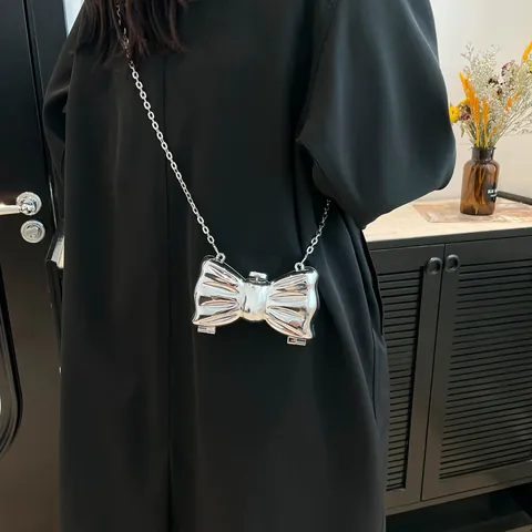 Bolso de Noche de Acrílico para Mujer Diseño de Mariposa Flor Estrella Efecto Espejo Metálico Bolso de Cadena Cartera de Fiesta