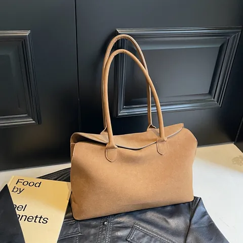 Bolso Tote de Gamuza de Gran Capacidad Minimalista Vintage Mate Bolso de Hombro para Mujer Trabajo Viaje Diario
