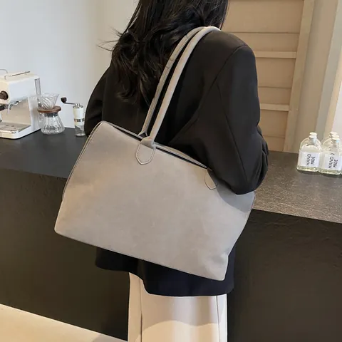 Bolso Tote de Gamuza de Gran Capacidad Minimalista Vintage Mate Bolso de Hombro para Mujer Trabajo Viaje Diario