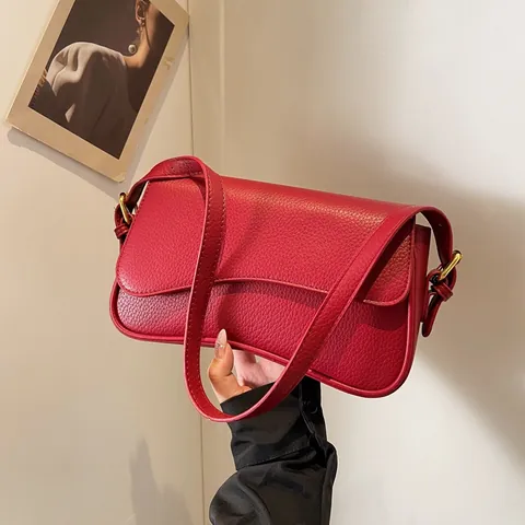Borsa a Tracolla in Pelle PU Vintage Occidentale Donna Patta a Onda Trama Litchi Piccola Borsa Quadrata Moda Pendolare Quotidiana
