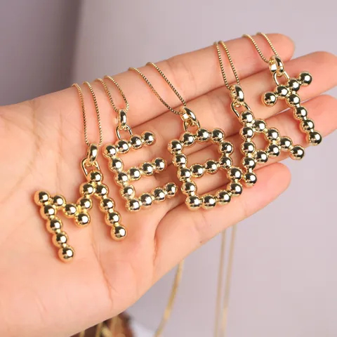 Collar Con Colgante De Inicial De Alfabeto 26 De Cobre Chapado En Oro De 18K Para Mujer Cadena De Clavícula De Letra Joyería