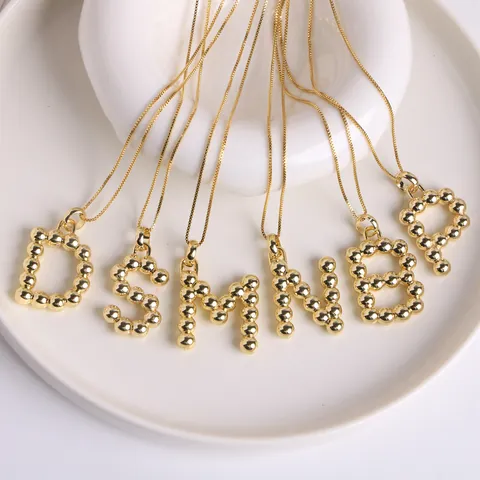 Collar Con Colgante De Inicial De Alfabeto 26 De Cobre Chapado En Oro De 18K Para Mujer Cadena De Clavícula De Letra Joyería