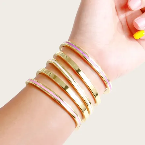 Brazalete de Cobre Esmaltado Chapado en Oro de 18K Pulsera Ovalada Geométrica Colorida Joyería de Lujo Ligera Para Mujer Regalo