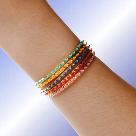 18K Vergoldeter Kupfer Emaille Bunter Offener Armreif Armband Geometrisches Zickzack Design Minimalistischer Verstellbarer Schmuck Geschenk Damen