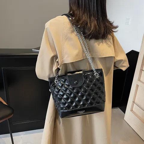 Bolso Bombonera Acolchado de Moda para Mujer Cuero PU Color de Contraste Bolso de Hombro Cruzado para Viaje Diario Casual