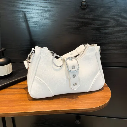 Bolso de Axila Punk con Remaches para Mujer Cuero PU Bolso de Hombro Pequeño con Puntas de Metal Plateado Moda Streetwear Y2K