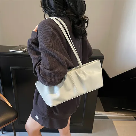 Borsa a Tracolla a Nuvola Plissettata da Donna Grande Capacità in Pelle PU Borsa Sottobraccio Increspata Moda Pendolare