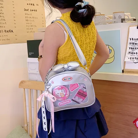 Japanese Kawaii Ita Bag Large Bow Transparent PVC Window PU Leather Crossbody Bag For Women Girls Anime Display Bag