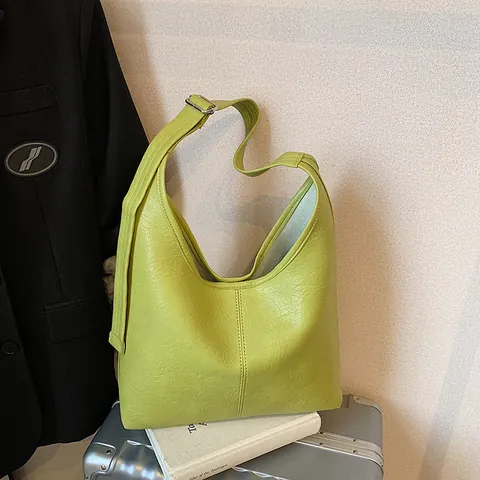 Bolso Tote de Gran Capacidad para Mujer en Cuero PU Moda Minimalista Bolso de Hombro Hobo Con Correa Ajustable Color Sólido