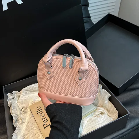 Damen Koreanische Mode Gewebte Muschel Tasche Mini Handtasche PU Leder Umhängetasche Schultertasche Für Alltag Reise