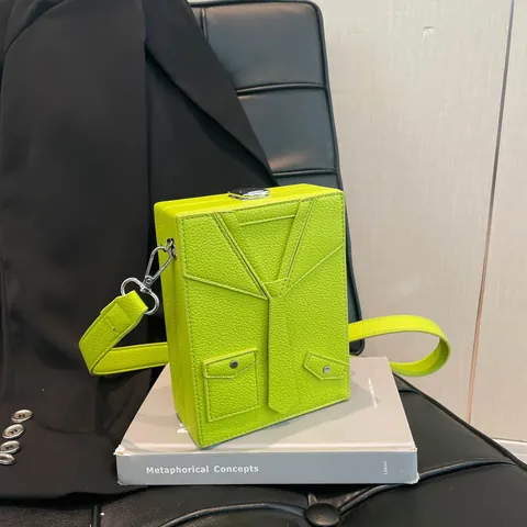 Women's Creative Suit And Tie Design Crossbody Bag PU Leather Lychee Pattern Small Box Phone Bag For Daily Outing