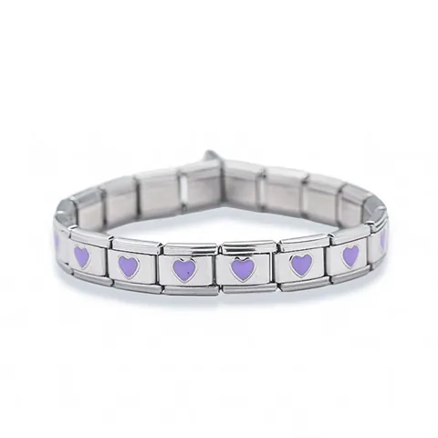 Stainless Steel Italian Charm Bracelet For Women Modular Heart Enamel Pattern Stretch Link Wristband Jewelry Gift