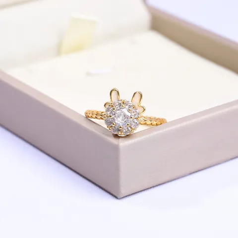 Anillo Abierto de Acero de Titanio de Conejo Para Mujer Zirconia Giratorio Spinner Ring Moda Joyería Animal Ajustable Regalo